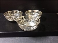 3 Small Sterling Bowls 2 3/4 " D