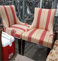 2pc Striped Upholstered  Dining Chairs