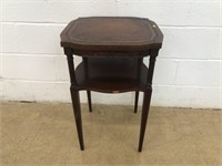 Vtg. Mahogany Leather Top Table