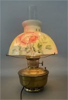 Antique Electrified Brass Oil Lamp