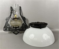 Antique Electrified Art Nouveau Hanging Lamp
