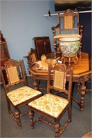VICTORIAN ERA INLAID DINING TABLE & CHAIRS
