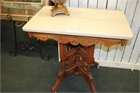 ANTIQUE VICTORIAN MARBLE TOP PARLOR TABLE