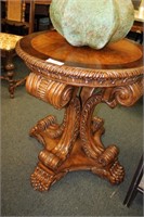 INLAID BURLED WOOD CARVED CENTER TABLE