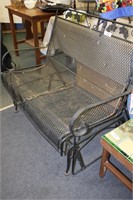 VINTAGE WROUGHT IRON PATIO GLIDER BENCH