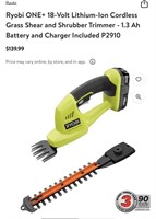 Ryobi 18V One+ Shear/Shrubber Battery & Charger