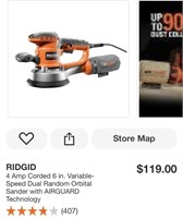 Ridgid 6" Random Orbital Sander