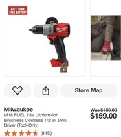 Milwaukee M18 1/2" Drill/Driver TOOL ONLY