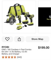 Ryobi 18V One+ 4 Tool Combo Kit