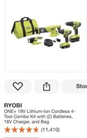 Ryobi 18V One+ 4 Tool Combo Kit