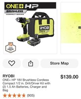 Ryobi 18V HP Brushless 1/2" Drill/Driver Kit