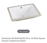 Charleston 20" W Square Undermount Basin Sink