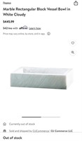 White Cloudy Marble Rectangular Vessel Sink