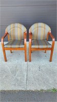 AMH2485 Two Striped Fabric Chairs Wood Frame