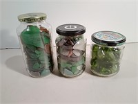 Two Jars Of Beach Glass & Other