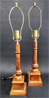 2 Vtg Colonial Painted Wood Table Lamps