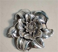 Large Rose Sterling Silver Pin 38.8gr