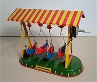 Tin-Litho Wind Up Boat Carnival Ride Swing w/ Box