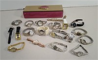 Lot Of Ladies Watches & Glass Jewellery Box
