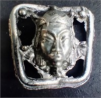 Post 1940s Vintage Oriental Silver? Figural Brooch