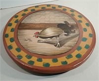 Handpainted Signed Rooster Lazy Susan Table Top