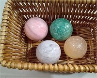 Basket W/ Marble Alabaster Balls