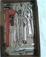 Lot Of Wrenches Including Pipe Wrench