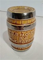 Vintage Ceramic Barrel Coin Bank Japan