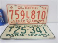 Plaque d'immatriculation Quebec 1976 et 75