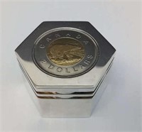 Canadian $2 paperweight silver-plated brass