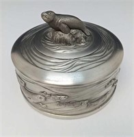 Boma Fine Pewter, Seal and Fish, Round Box