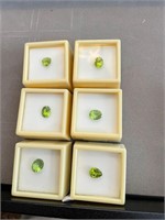 6 Green Peridot Gemstones