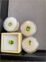 4 Green Peridot Gemstones