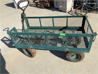 Rolling metal cart with droppable sides