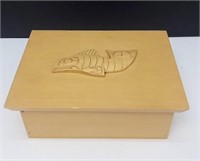 Joe Becker, Haida Cedar Box, Carved Salmon Motif