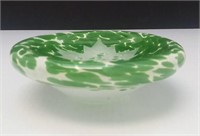 Gregor Herman, Art Glass Green Bowl, Signed
