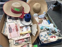 Numerous patterns, sewing supplies, 2-sun hats