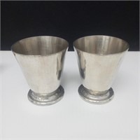2 Chaudron Quebec Pewter Footed Wine Glasses