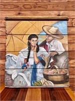 Mexican Folk Life Art Barn Door Painting, 1/2