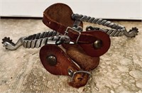 Pair of Cowboy Spurs with Leather Straps