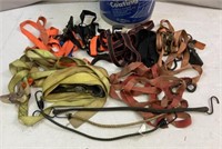 Bucket Of Straps & Tow Rope