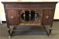 Antique Brunswick Wood Turntable Cabinet