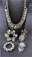 Rhinestone Necklace & Pins Lot