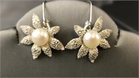 .925 Sterling Silver Flower Earrings