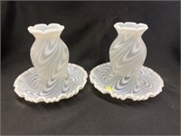 2 Opalescent Glass Candle Holders