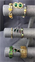 Assorted Jewelry Lot Green & Goldtones