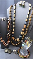 Assorted Wood & Painted Jewelry Lot