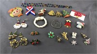 Assorted Holiday Pins Lot