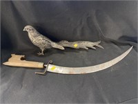 Middle Eastern Knife with Silver Plated Peafowl