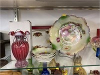 Fenton Vase, Royal Albert Plate, German Chinaware